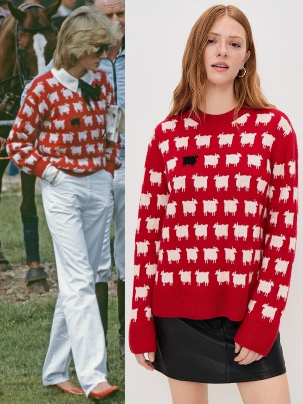 Rowing Blazers Sheep Sweater Warm & Wonderful Diana Red Wool Crewneck Size M